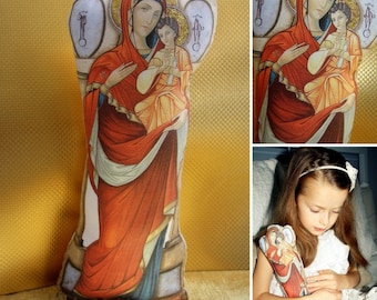 Soft Religous Doll Pillow Virgin Mary Mother of God Madonna with Child