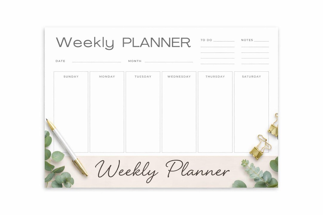 Minimalist Weekly Planner Printable Clean Schedule Organizer Digital ...