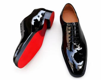 Black Calf Leather Red Sole Flats for Men