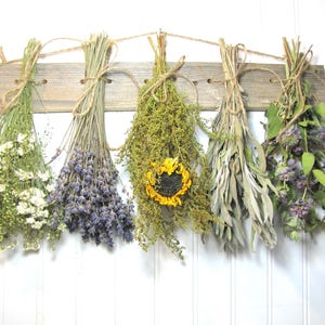 Fragrant Dried Herb Rack: Reclaimed Wood Kitchen Wall Decor