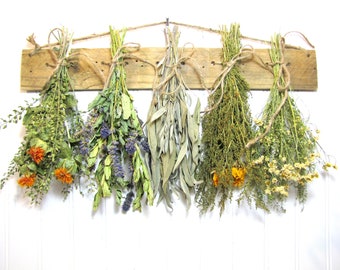 Fragrant Dried Herb Rack, Kitchen Decor, Dried Floral Arrangement, Wall Decor