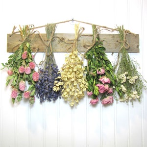 Dried Flower Rack, Dried Floral Arrangement, Farmhouse Wall Decor, Dried Flowers, Rustic, Primitive Decor