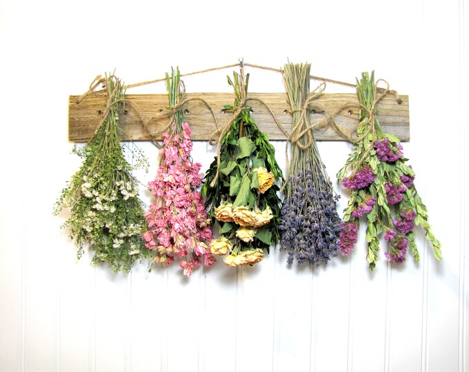 Dried Flower Rack, Dried Floral Arrangement, Farmhouse Wall Decor