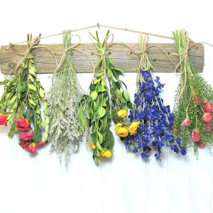 Estante para flores secas, estilo rústico, arreglo floral, decoración de pared