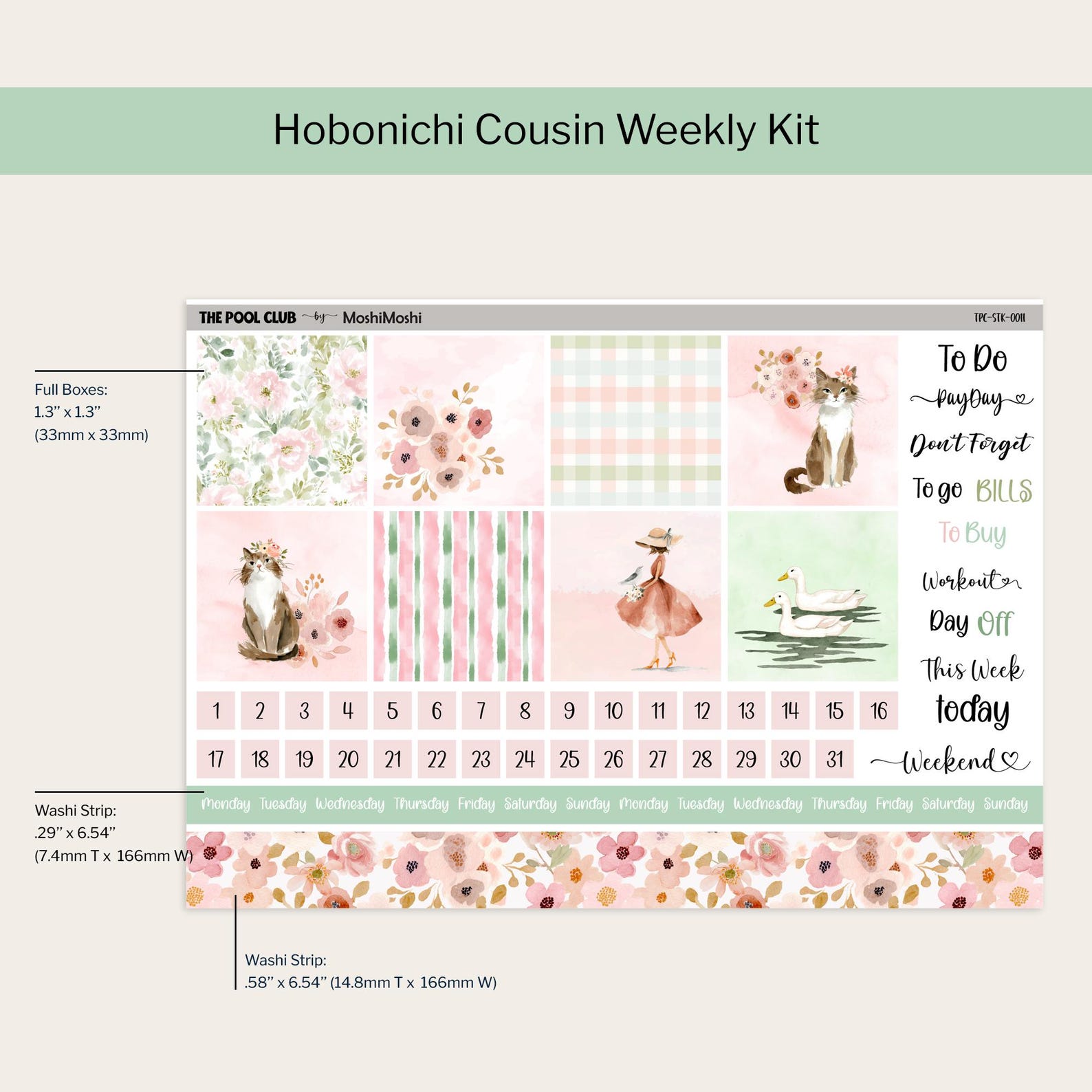 Spring Printable Weekly Planner Kit, Floral Cottagecore, Hobonichi ...
