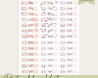 Encabezados imprimibles de los días de la semana con motivos de flor de cerezo, complementos de Hobonichi Cousin