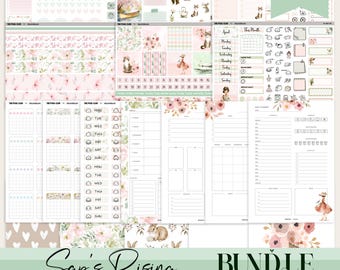 Paquete de planificador imprimible de primavera, estilo cottagecore floral, kit semanal y mensual, compatible con Hobonichi Cousin