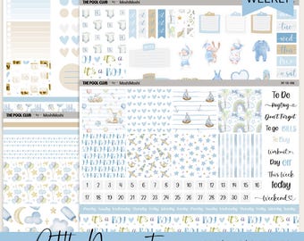 Kit de planificador semanal imprimible para bebé niño, pegatinas para recién nacidos, compatible con Hobonichi Cousin