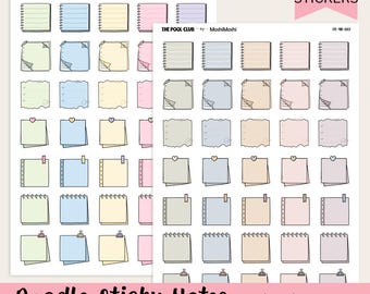 Notas adhesivas Doodle: pegatinas imprimibles para agendas, archivos PDF y PNG recortables