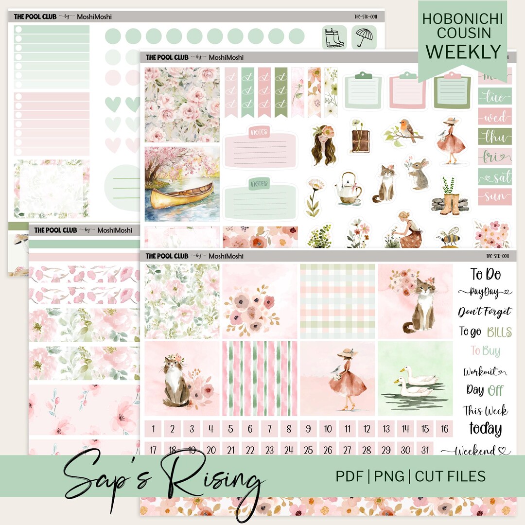 Spring Printable Weekly Planner Kit, Floral Cottagecore, Hobonichi ...