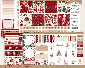 Imprimible semanal de Hobonichi Cousin, kit de pegatinas navideñas de Cascanueces, archivos PDF y PNG recortables