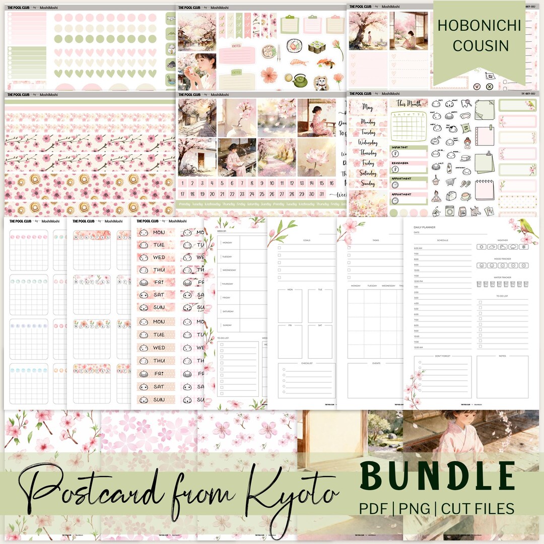 Sakura Hobonichi Cousin Printable Planner Bundle, Cherry Blossom ...