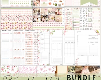 Paquete de planificador imprimible Sakura Hobonichi Cousin, flor de cerezo, kit semanal y mensual de primavera