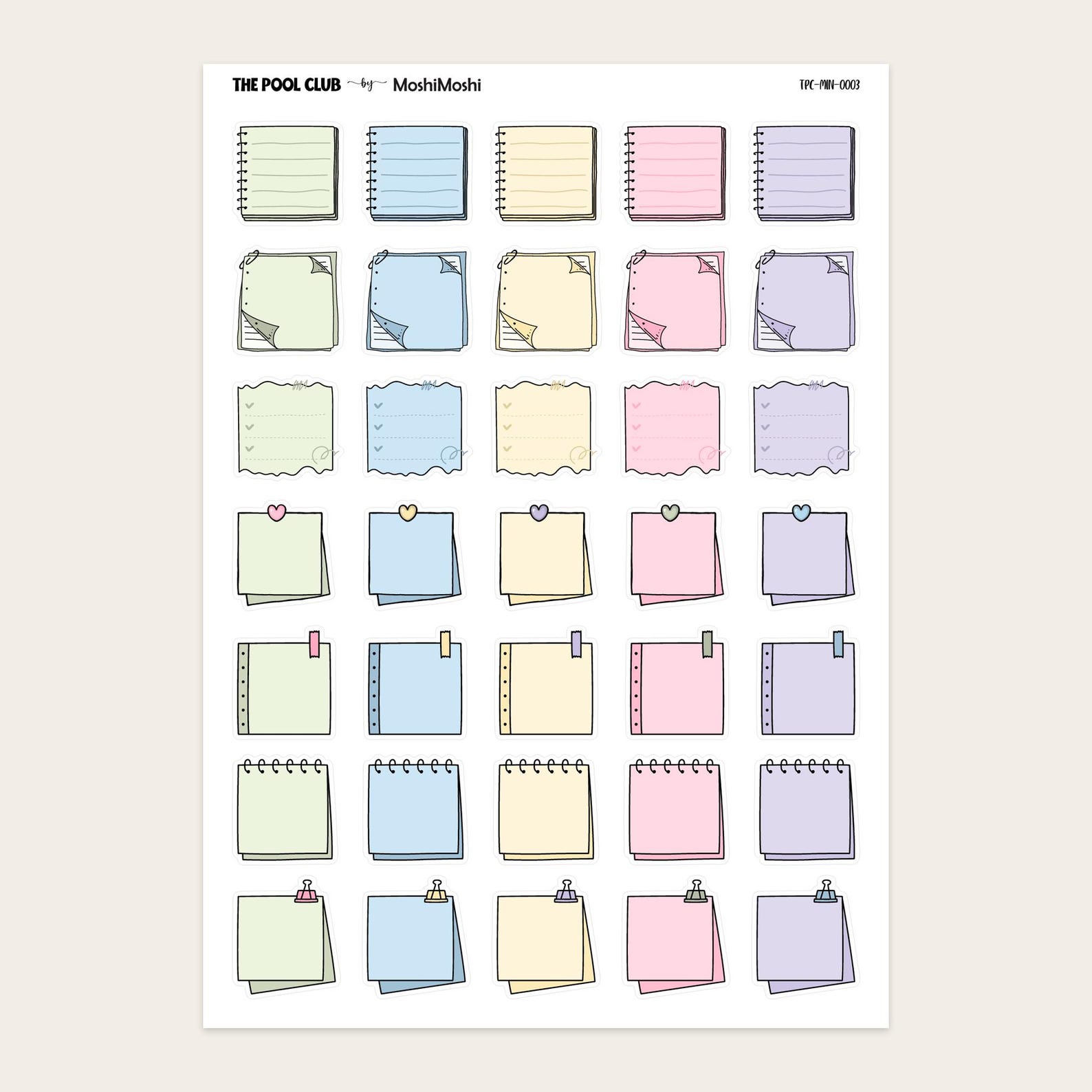 Stickers Notes Labels Doodle Sticky Notes Printable Stickers for Planners, PDF PNG Cut Files ...