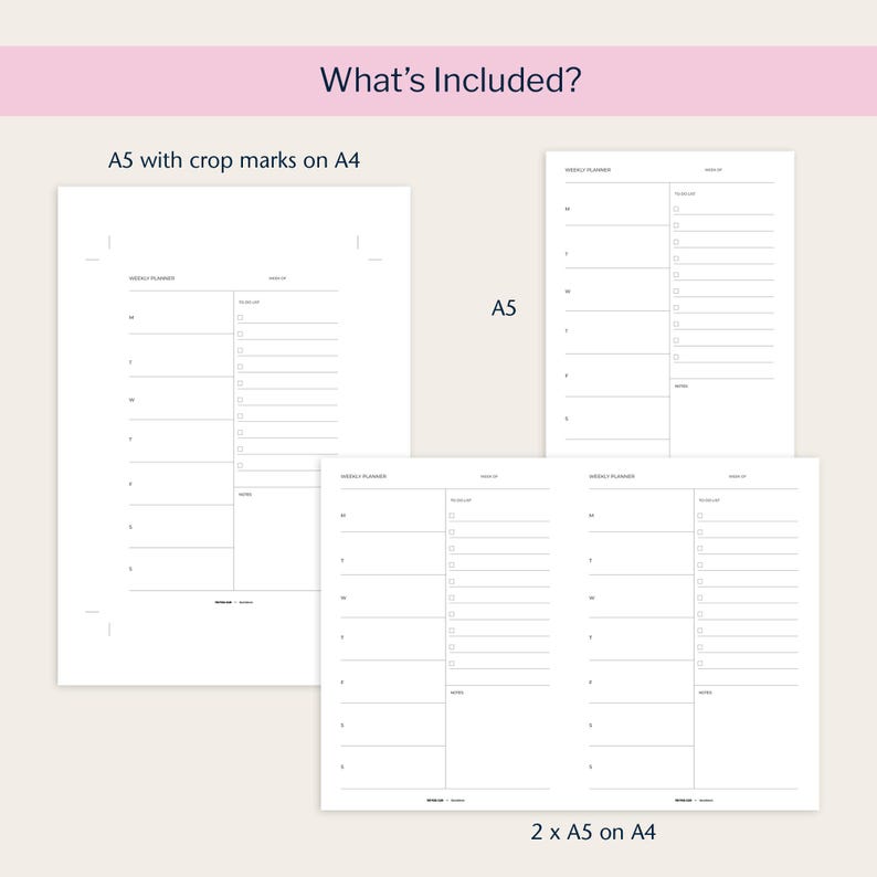 A5 Weekly Planner Inserts, Printable PDF Undated - Etsy
