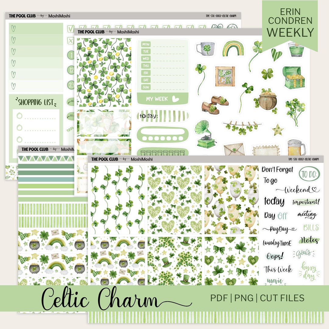 Printable March Weekly Planner Kit, Erin Condren, St Patrick's Day ...