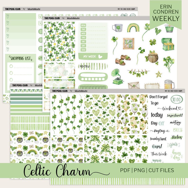 Printable March Weekly Planner Kit, Erin Condren, St Patrick's Day ...