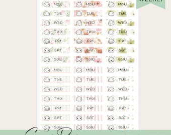 Encabezados de días de la semana imprimibles, complemento Hobonichi Cousin, archivos de corte PDF PNG