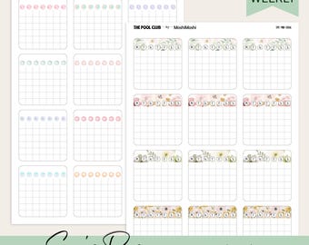 Rastreadores de hábitos semanales, complemento mensual imprimible de Hobonichi Cousin, archivos PDF y PNG recortados