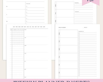 Planificador semanal A5, PDF imprimible, sin fecha