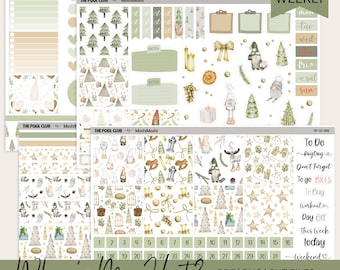 Kerstkabouter planner stickervellen, afdrukbaar, Hobonichi neef wekelijks compatibel, PDF PNG silhouet gesneden bestanden