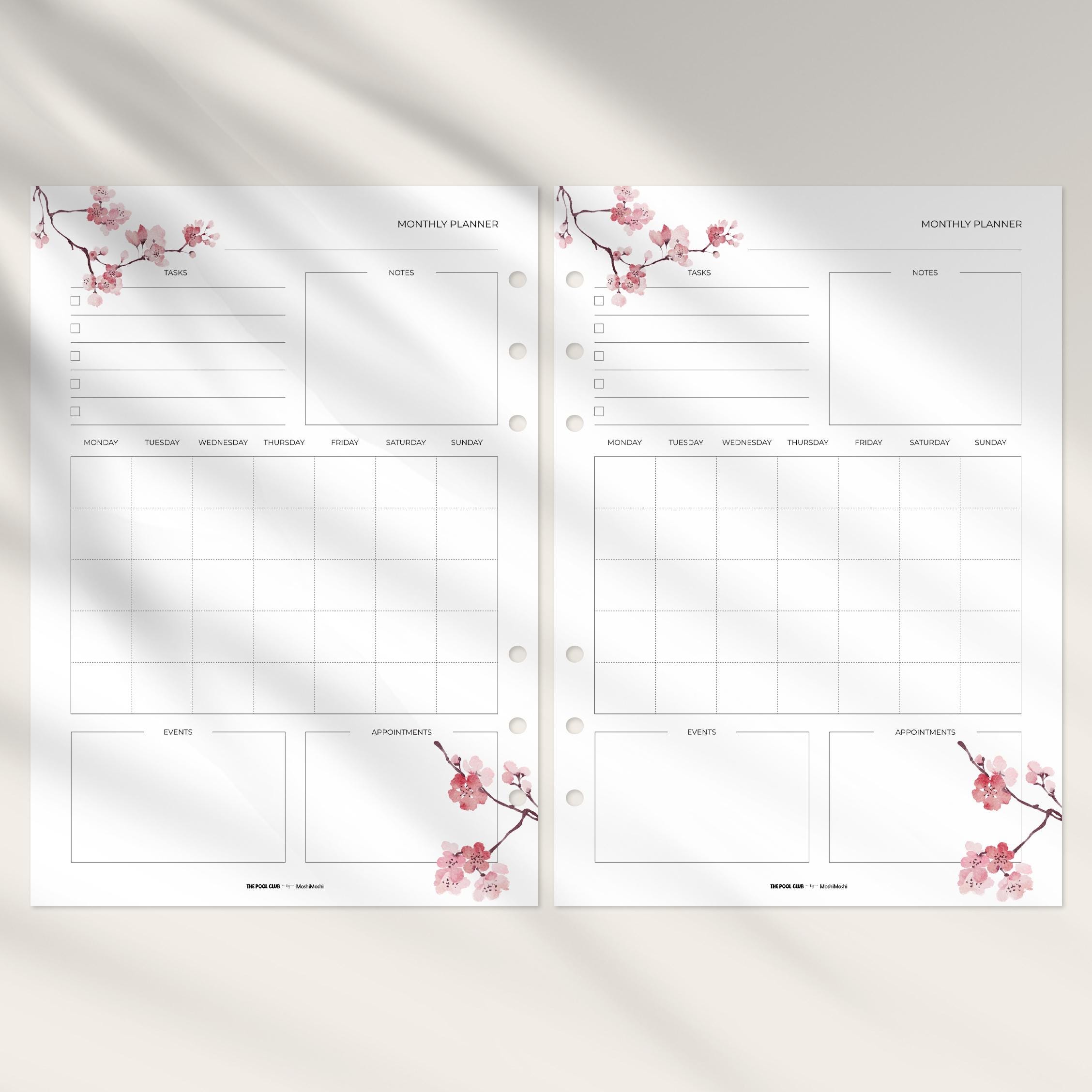 A5 Planner Inserts Bundle, Printable Cherry Blossom Minimal, PDF ...