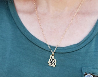 Cal State Long Beach LB Charm Necklace | Gold & Black Enamel