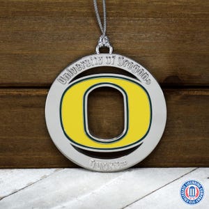 University of Oregon Ducks Enamel Ornament | Officially Licensed “O” Logo Christmas Ornament | Engravable UO Gift