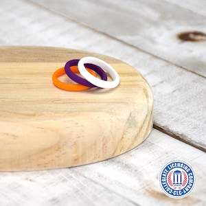 Clemson Tigers 3-Piece Silicone Ring Set | Officially Licensed | Orange, White and Purple Stackable Bands