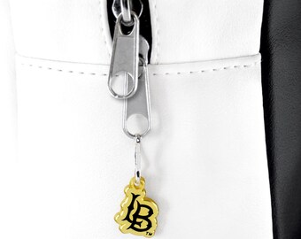 Cal State Long Beach LB Logo Zipper Pull or charm / Keychain | Gold and Black | Backpack or Bag Accessory