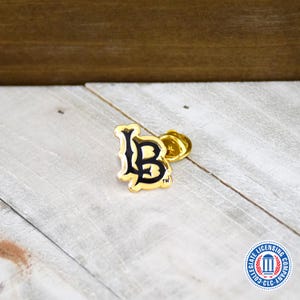 Cal State Long Beach LB Logo Enamel Pin | Gold & Black | Lapel, Tie Tack and Bag Accessory