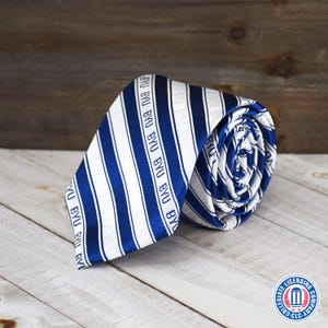 BYU Striped Necktie | Brigham Young University Blue & White Men’s Tie | Officially Licensed NCAA Gift | BYU Cougars Graduation Tie