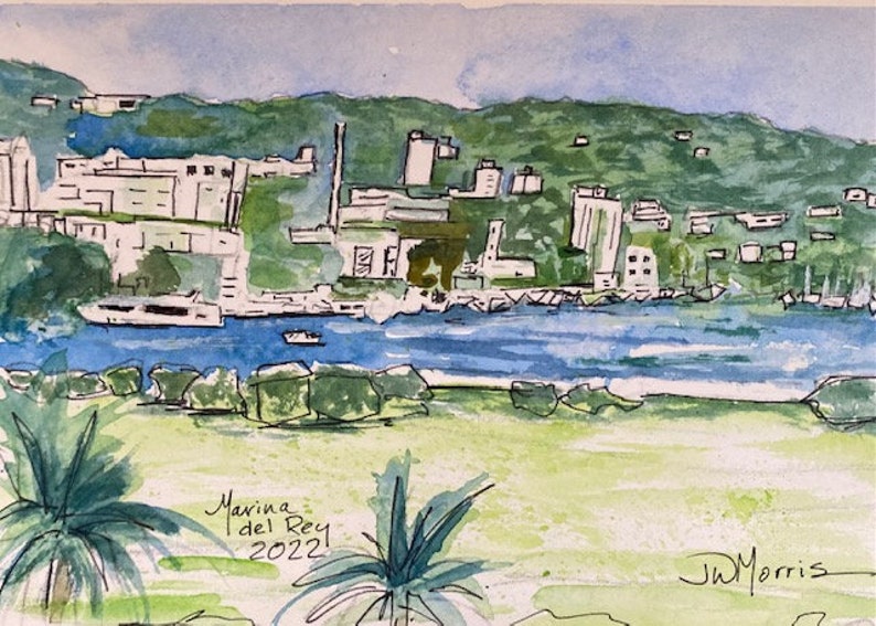 Marina Del Rey CA. Original Painting on Gallery Wrapped Etsy