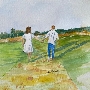 Original Watercolor Portrait. Grandchildren. Wedding. Special Place. Wedding Venue. Family Vacation image 4