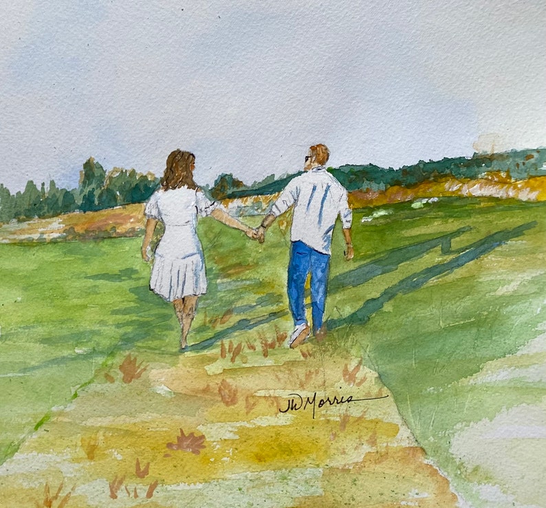 Original Watercolor Portrait. Grandchildren. Wedding. Special Place. Wedding Venue. Family Vacation image 4