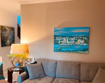 Marina del Rey, CA.   Original Painting on Gallery wrapped canvas.  Ready to hang.