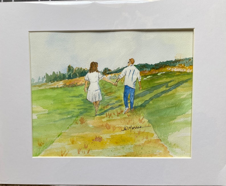 Original Watercolor Portrait. Grandchildren. Wedding. Special Place. Wedding Venue. Family Vacation image 5