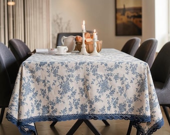 Linnen katoenen tafelkleed madeliefje bloemen, hoes pastorale boerderij Dining