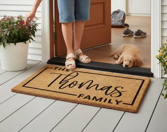 Custom Family Name Welcome Mat, Personalized Door Mat, Anti-Slip Indoor Outdoor Rug, Housewarming Gift, Entryway Kitchen Bathroom Decor
