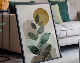 Botanical Wall Art Print, Neutral Leaf Wall Art, Framed Print, Canvas or Unframed, Soft Botanical Decor