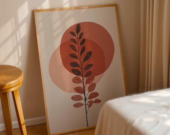 Terracotta Wall Art | Botanical Print | Minimalist Boho Art | Earthy Tones Poster