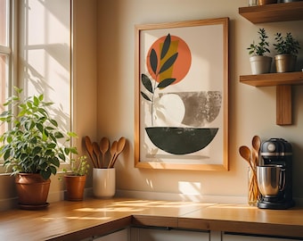 Abstract Botanical Wall Art Print, Mediterranean Artwork, Framed or Unframed, Mediterranea Golden Grove
