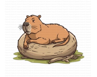 Lindo carpincho relajándose en un diseño SVG de Onsen