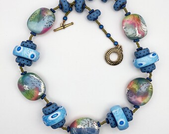 Blue Breeze | Multi-Pattern Handmade Bead Necklace