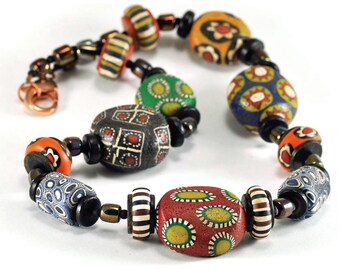 African Trade Bead Redux | Multi Color Chunky Necklace