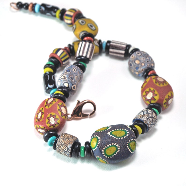 Trade Bead Necklace - Green/Yellow/Red Multi main image 1