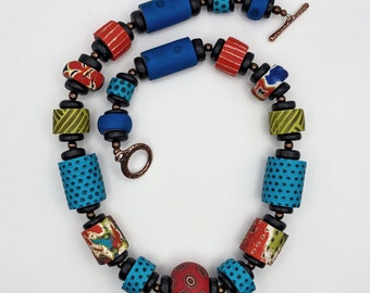 Resilience | Tribal Bohemian Multi Pattern, Multi Color, Chunky Necklace