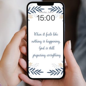 Christian Wallpaper Border, Bibel-Vers-Hintergrundbild für Telefon, christliche tägliche Ermutigung Sperrbildschirm Digitaler Download