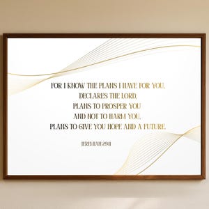 Jeremiah 29:11 Art, Brown Gold Minimalist Scripture Wall Art, Christian Graduate Gift, Modern Christian Art, Christian encouragement art
