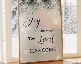 Joy to the World Weihnachten Druck, Kiefer Zweige Urlaub Wand Kunst (Digitaler Download)